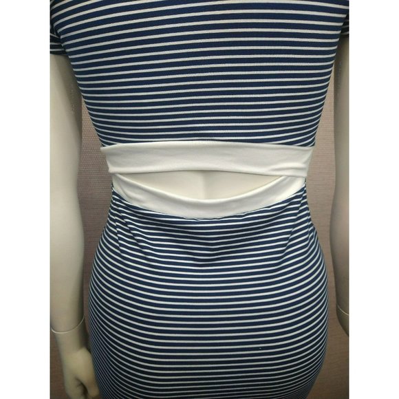 Cute Midi Striped Bodycon Dress with open back, super soft and Stretchy - Picture 6 of 11